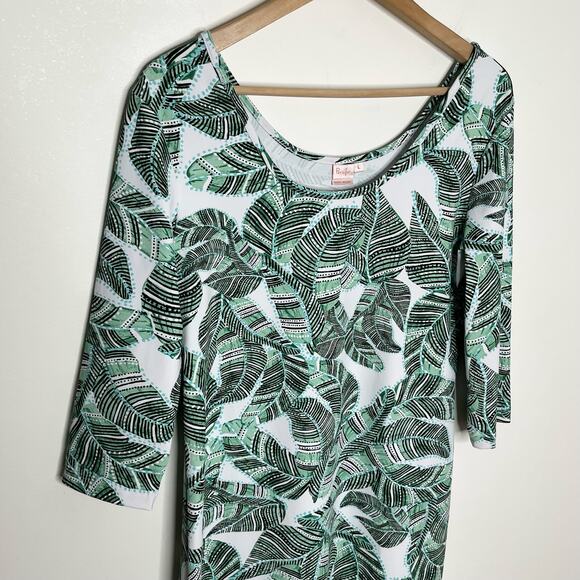 Persifor Womens Kilpatrick Dress Large Green Tropical Leaf Print Resort Vacation - Picture 4 of 10